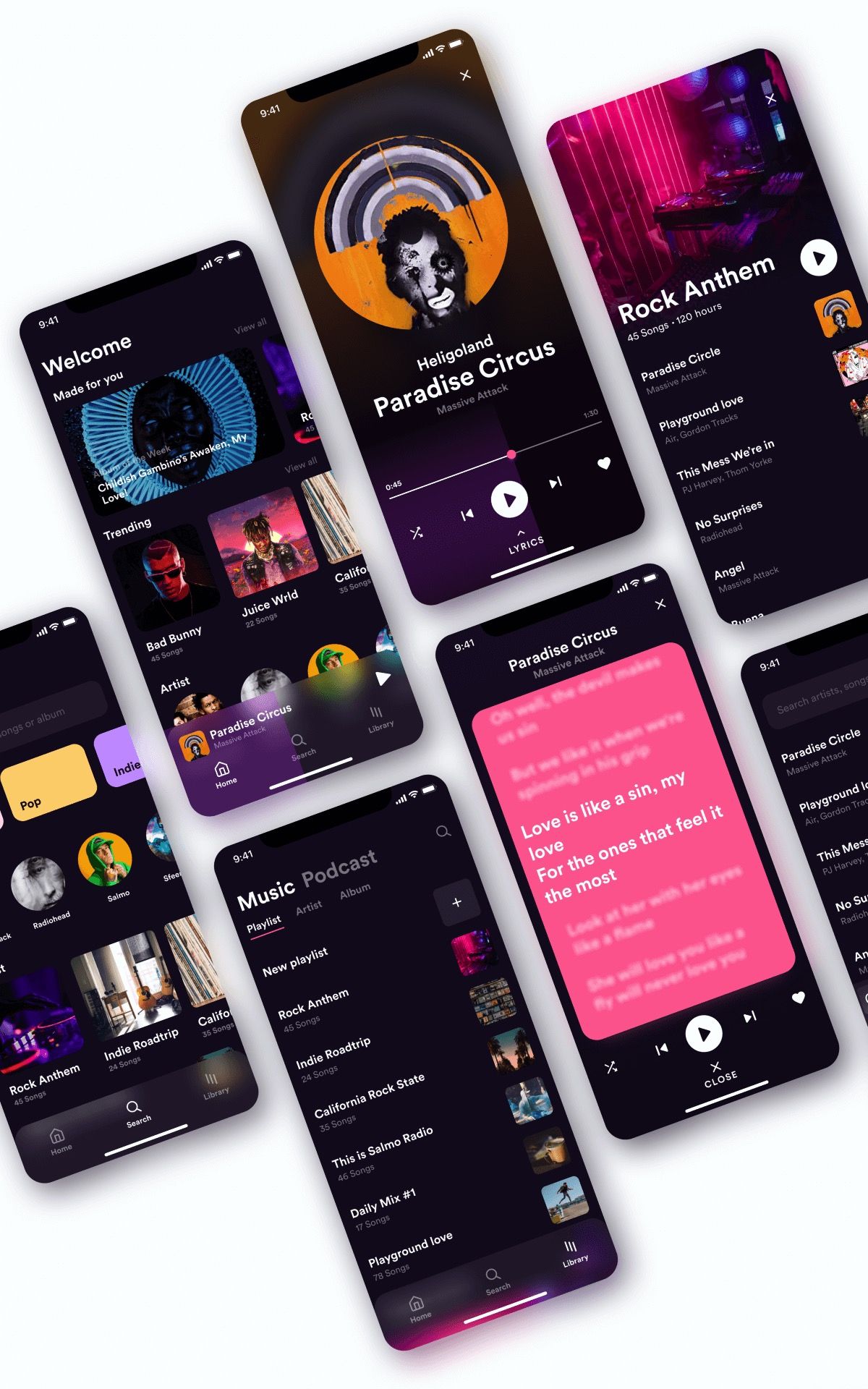 Prototipo UX/UI di app mobile musicale