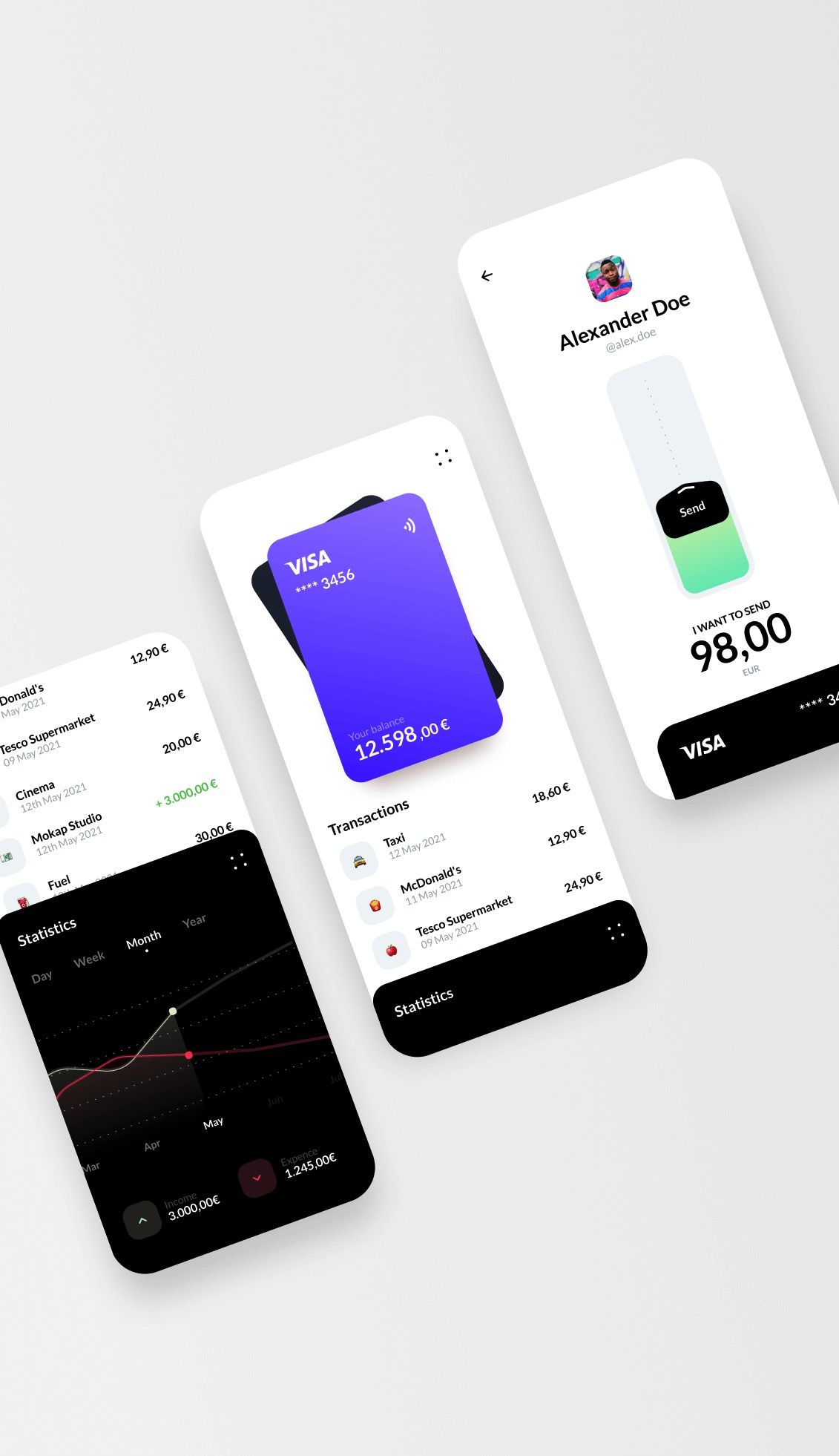 Prototipo UX/UI di app mobile per il trasferimento di denaro